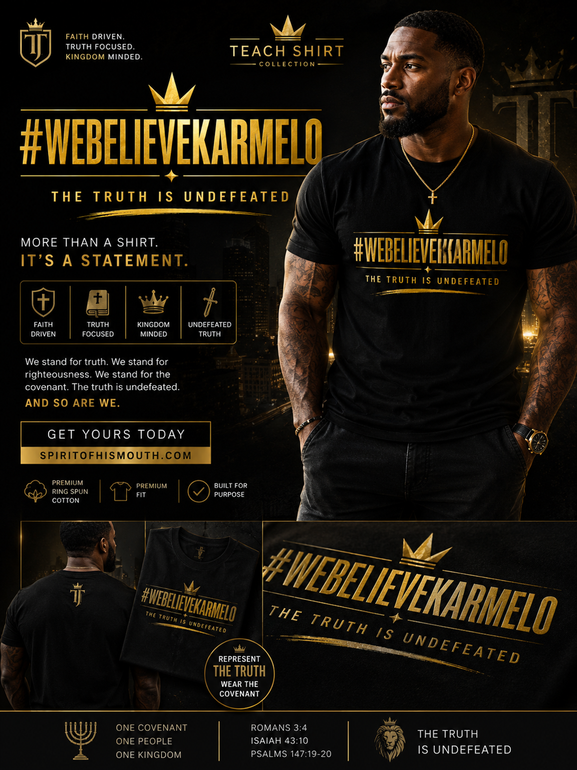 #WEBELIEVEKARMELO THE TRUTH IS UNDEFEATED TEE LUXE