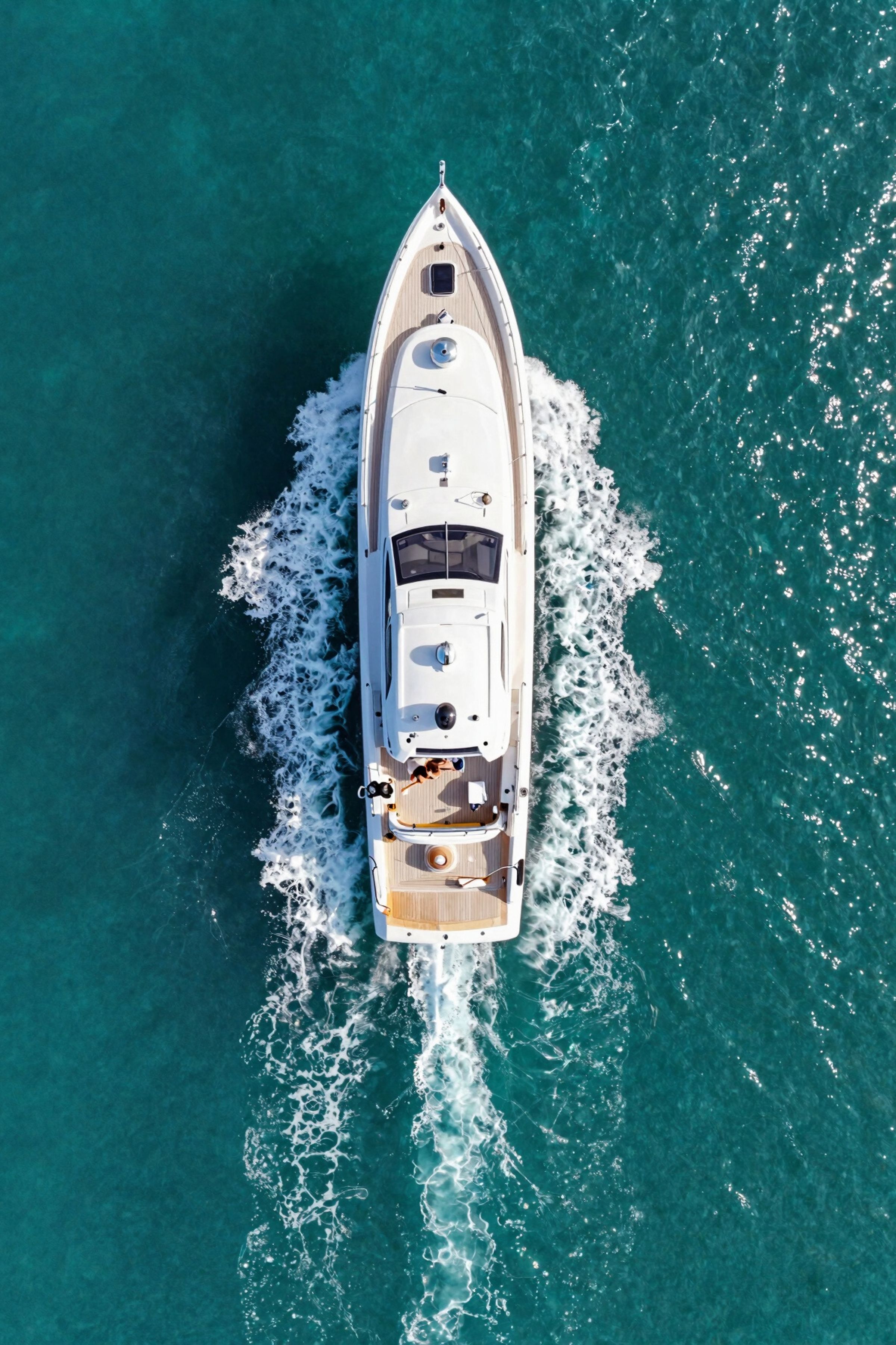 A yacht crossing deep blue water